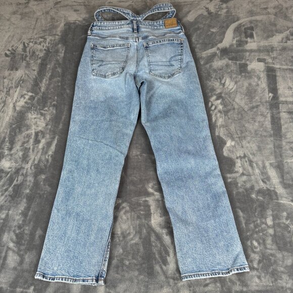 American Eagle SUPER HIGH-RISE BAGGY STRAIGHT Jeans Women’s Size 6 Blue Strigid - Picture 10 of 11